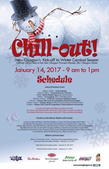 3rd Chill-out @NGFarmMarket Jan14,9am-1pm. Sobeys Chili Cook off,activities for kids,roastingmarshmallows, icesculpture, hotchocolate, music