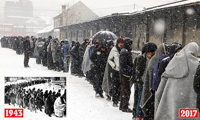 angelomangiante's tweet photo. Le foto della Seconda Guerra Mondiale sono le stesse di oggi. Bambini e migranti in fuga che muoiono di freddo a -10 gradi ignorati da tutti https://t.co/KaASRZaJMl