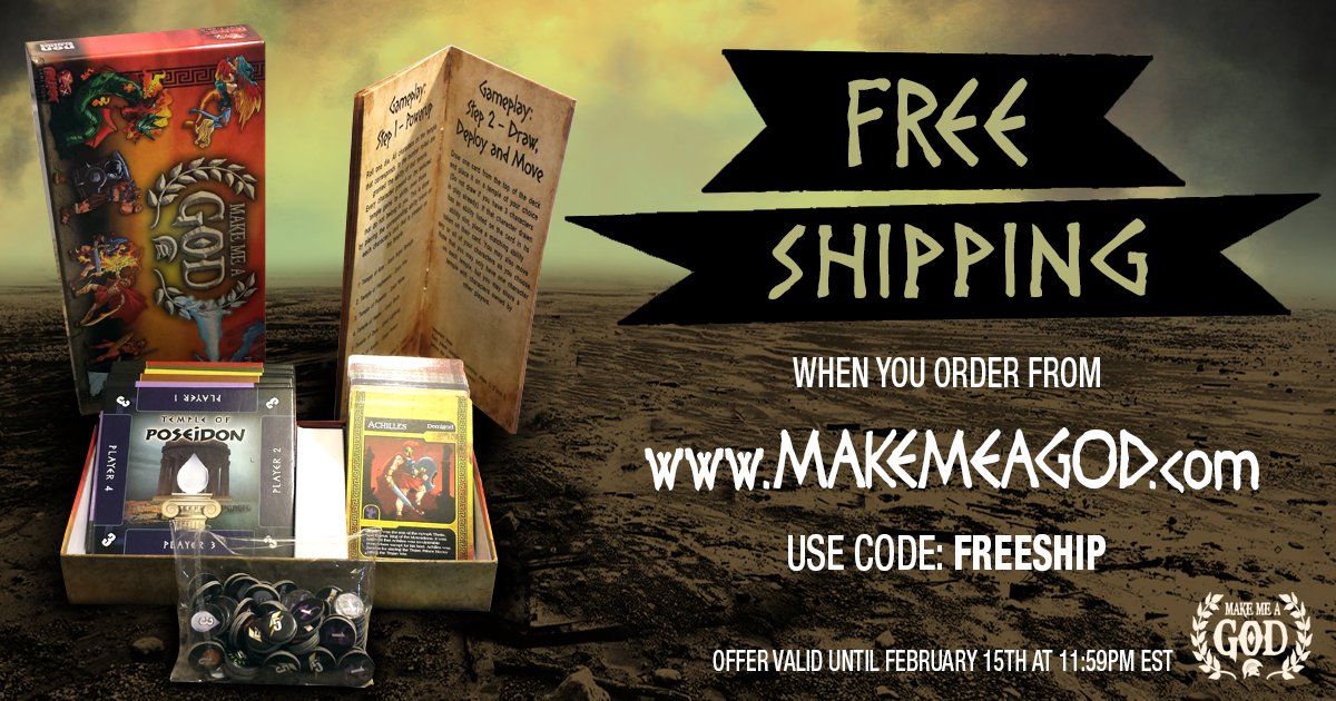 BuxxGameStudio's tweet photo. To celebrate our #birthday this month, #makemeagod offers free shipping! #boardgame #game

Offer only available from https://t.co/yqnsUBtTSl https://t.co/88fg7DF9uV