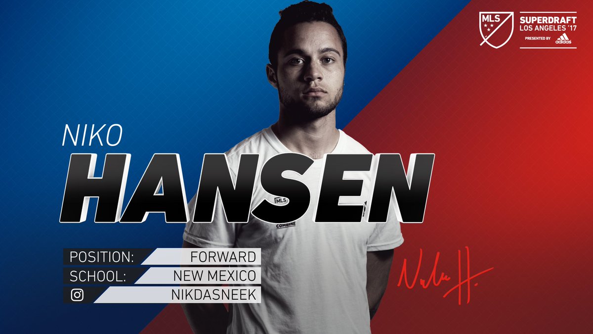 9th overall: @ColumbusCrewSC select forward Niko Hansen. #SuperDraft
