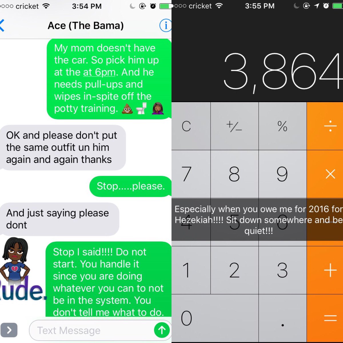 KrissyBlendz's tweet image. #rude #Bitmoji #payuporshutup #icant #iphone #thestruggleofasinglemom #ihatedeadbeats