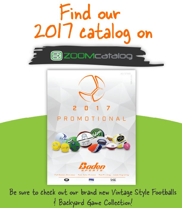 Our 2017 Promo Catalog is now live on #ZOOMCatalog! Go see what's new! #promoproducts #badensportspromo #customballs
ow.ly/uk7b307ZbeD