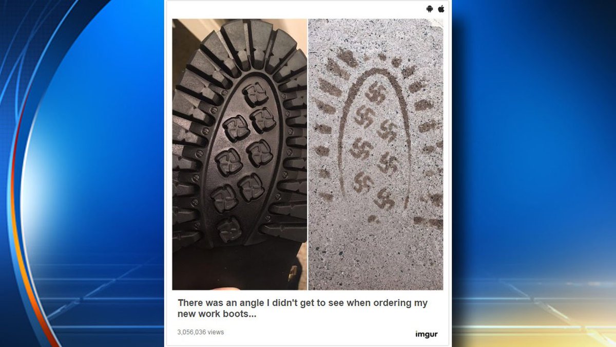 Company recalls #Nazi boots that left swastika imprint in ground bit.ly/2jh0ZNE https://t.co/pjTOmE2Vtz