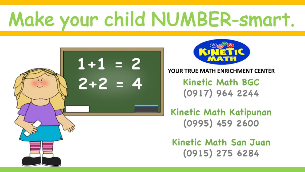KineticMath's tweet photo. Develop your child's exceptional ability in Math at Kinetic Math. #kineticmath #mathtutorial #singaporemath #mathsummerprograms #BGC #taguig https://t.co/CxRXOnDYKt