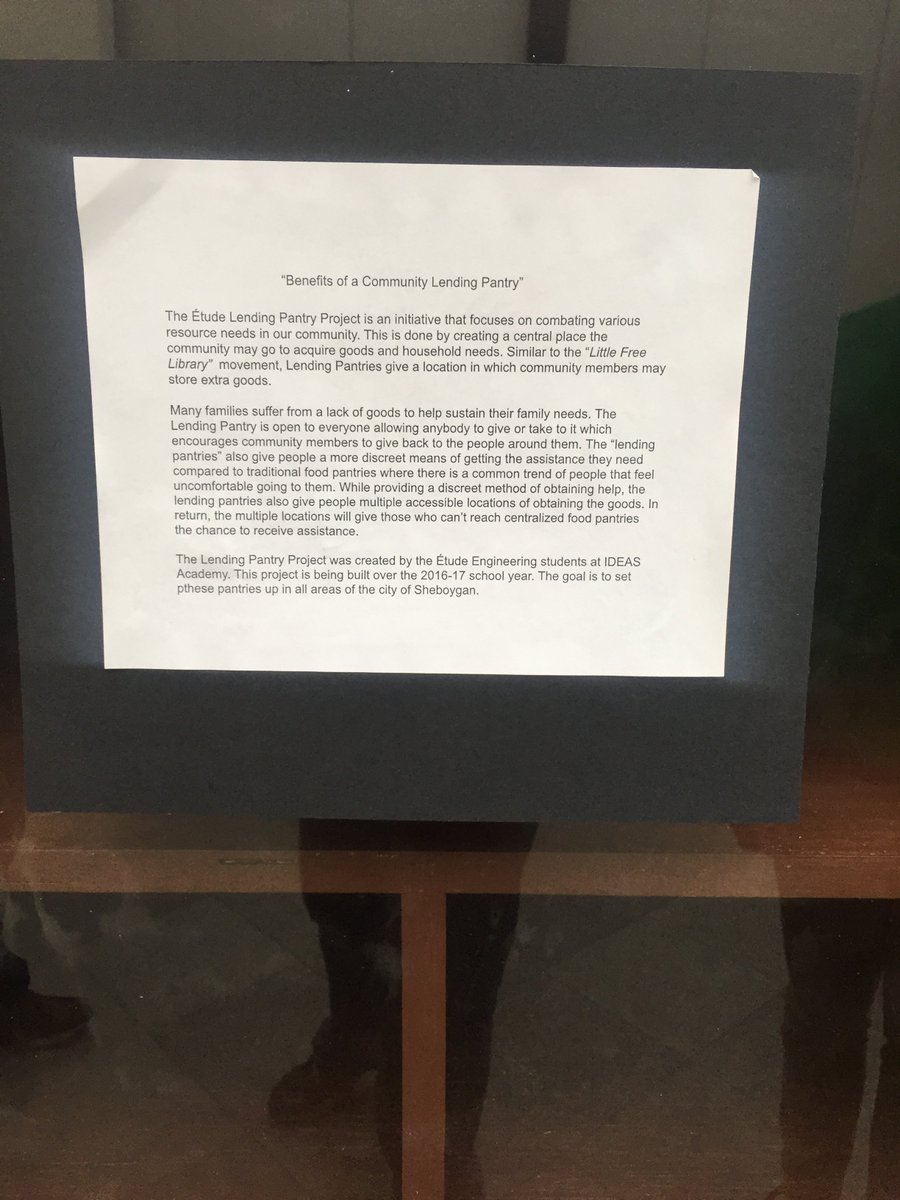 AbacusMke's tweet photo. Today the @TheEtudeGroup students shared how their Lending Pantry Project will help serve the community of Sheboygan! #ExhibitionsofLearning https://t.co/BpMLVovDyg