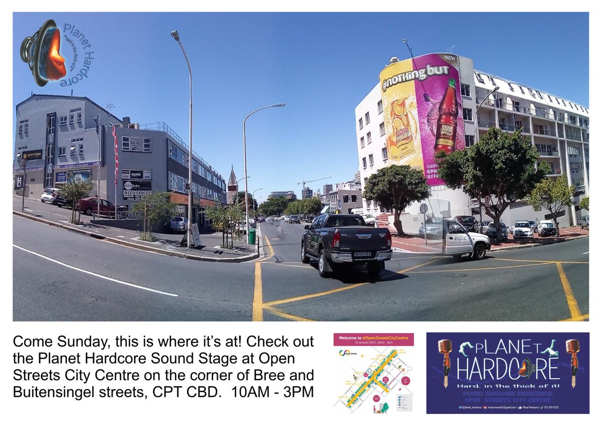 planet_hardcore's tweet photo. Come check us out at the foot of Table Mountain Sunday 15 January 2017 from 10AM - 3PM #PlanetHardcore Sound Stage #Openstreets City Centre https://t.co/KOXbxBLmFM