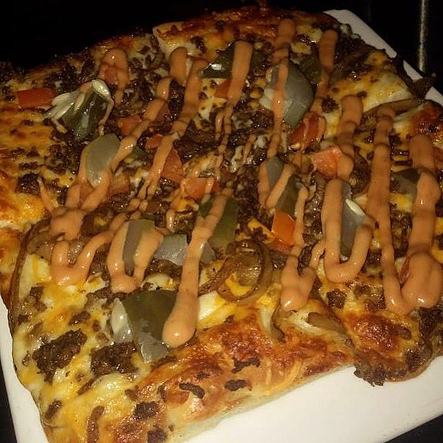 New: Cheeseburger Pizza! Seasoned ground beef, caramelized onions, tomato, <a href="/mcclurespickles/">McClure's</a> and our special sauce! #smallplates