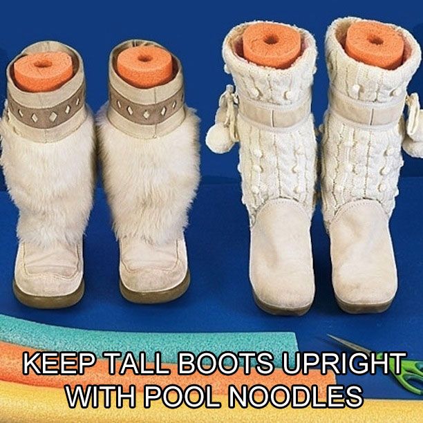 Messygarage's tweet photo. Friday #LifeHack: Use a pool noodle to keep your boots upright. #yyc https://t.co/Hol10ZgARx