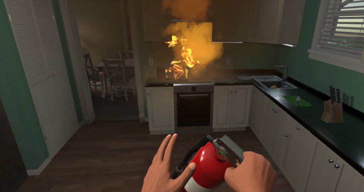 presenceft's tweet photo. A quick screenshot from our fire extinguisher VR train simulation #vr #vrfire #pft #HTCvive #vrfiretraining https://t.co/KvpAqNuefT