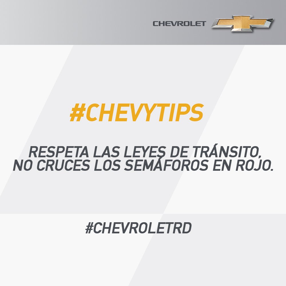 ChevroletRD's tweet photo. #ChevyTips: Respeta las leyes de tránsito, no cruces los semáforos en rojo. #ChevroletRD https://t.co/tywnZlDDZe