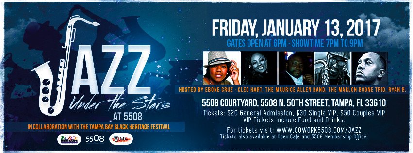 immpactmag's tweet photo. @EboneCruz Hosting Jazz Under the Stars @thap5508 Tampa FL Come On Out N Enjoy Fun Music N Friends @TBBHF #MakingAnIMMPACT😊#MLK Celebrations https://t.co/YL7kMpDk68