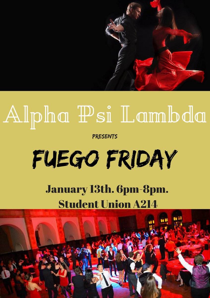 Don't forget that tonight is Fuego Friday. Come learn some Latin dance moves! CCU There👌🏽