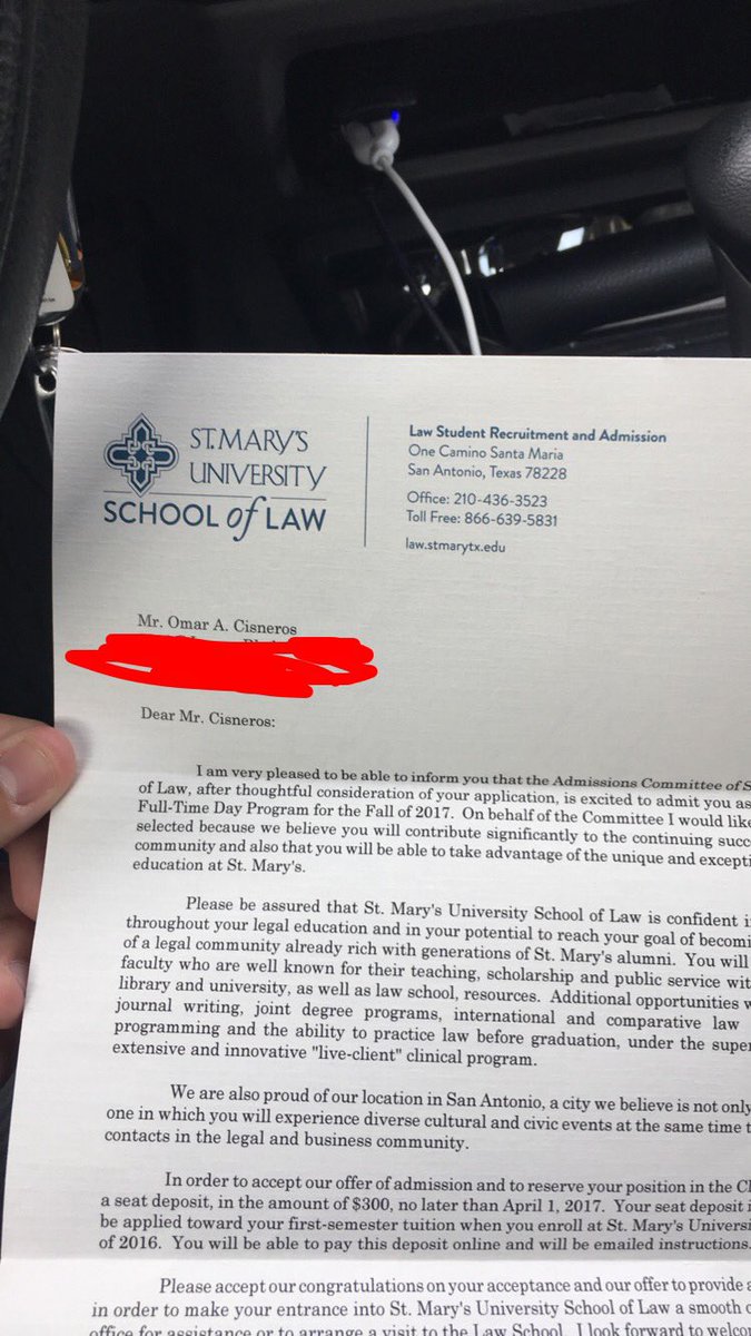 1ncs14's tweet image. Got my St.Mary's Law acceptance letter today 😺🔥#Goals2017