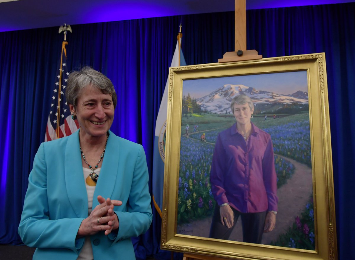 Thanks artist Brad Stevens for my portrait w/ symbolism honoring <a href="/Interior/">US Department of the Interior</a>’s work.SJ