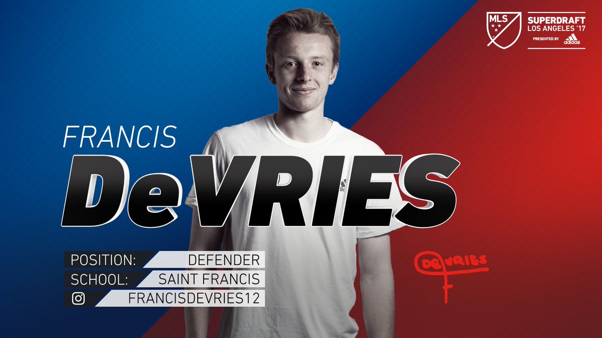 MLS's tweet photo. With the 29th overall pick @WhitecapsFC select defender Francis deVreis. #SuperDraft https://t.co/0onMJkYR2F