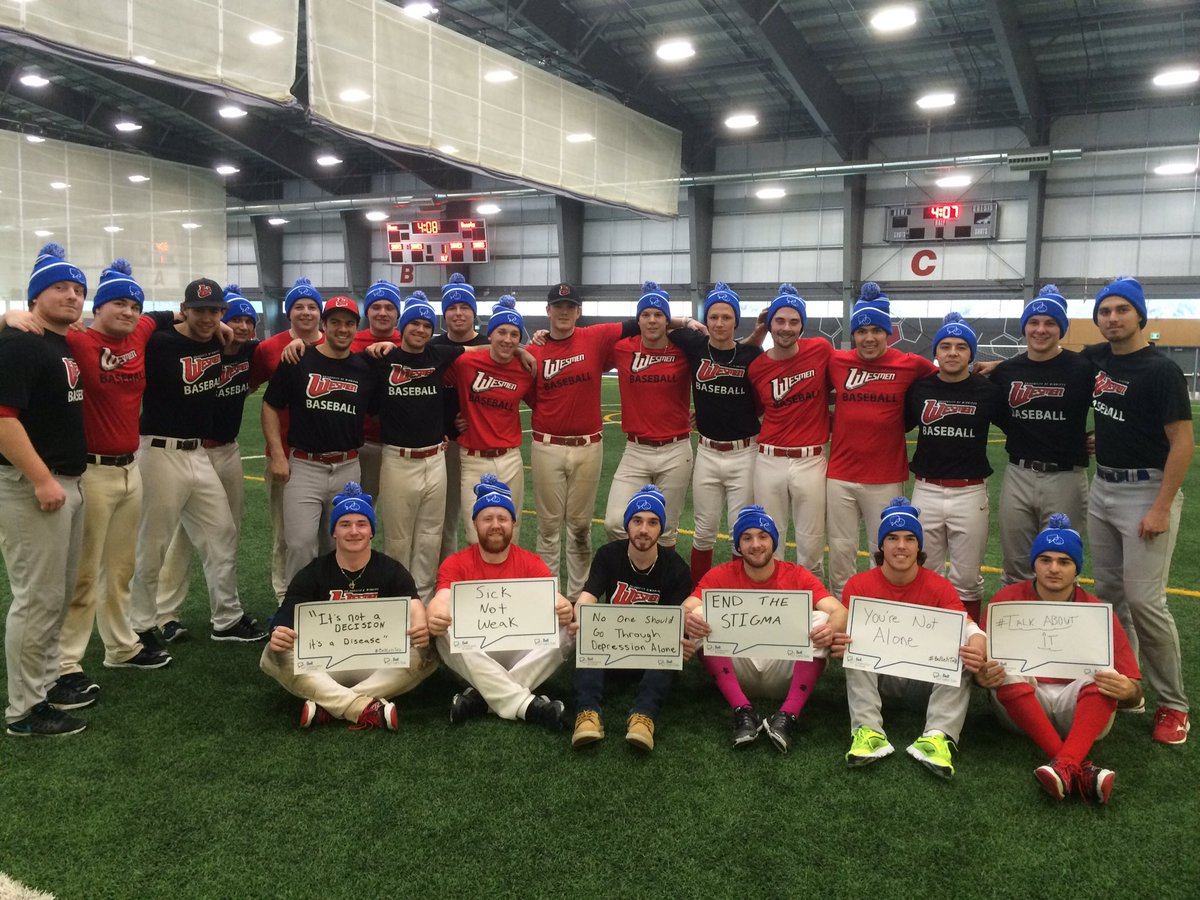 wesmenbaseball's tweet photo. Wesmen Baseball raise awareness for mental health #BellLetsTalk #OneTeamForMentalHealth https://t.co/m5r2YEj4Hh