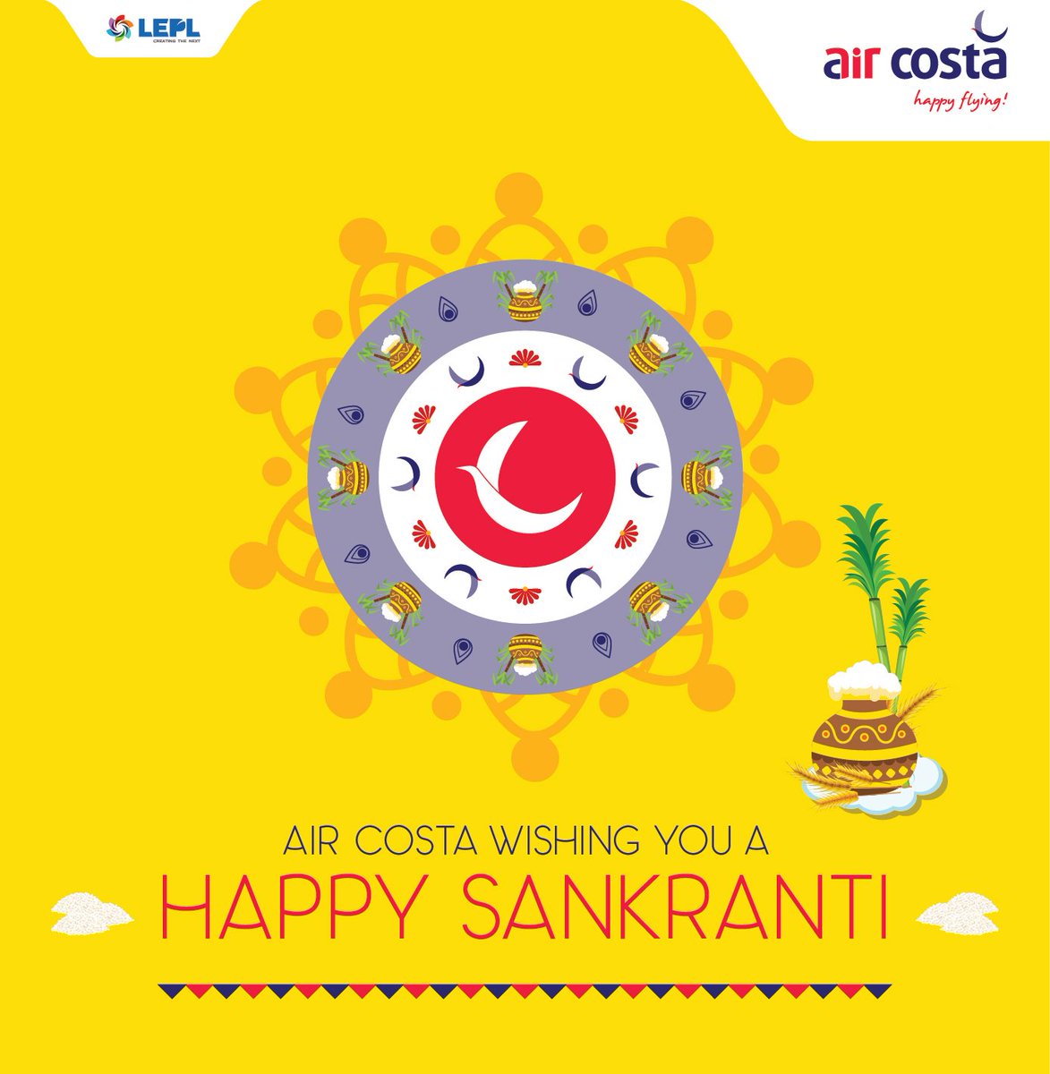 _AirCosta's tweet photo. May this "Makar Sankranti" be Delightful &amp; auspicious for you. Wish you and your family Happy Makar Sankranti! https://t.co/XkrkvFkAYs