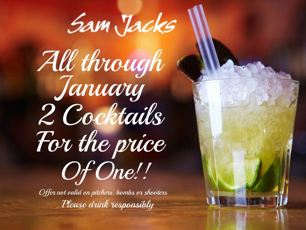 SamJacks_Newc's tweet photo. 2 for 1 Cocktails All Through January https://t.co/22F2TCEpRc