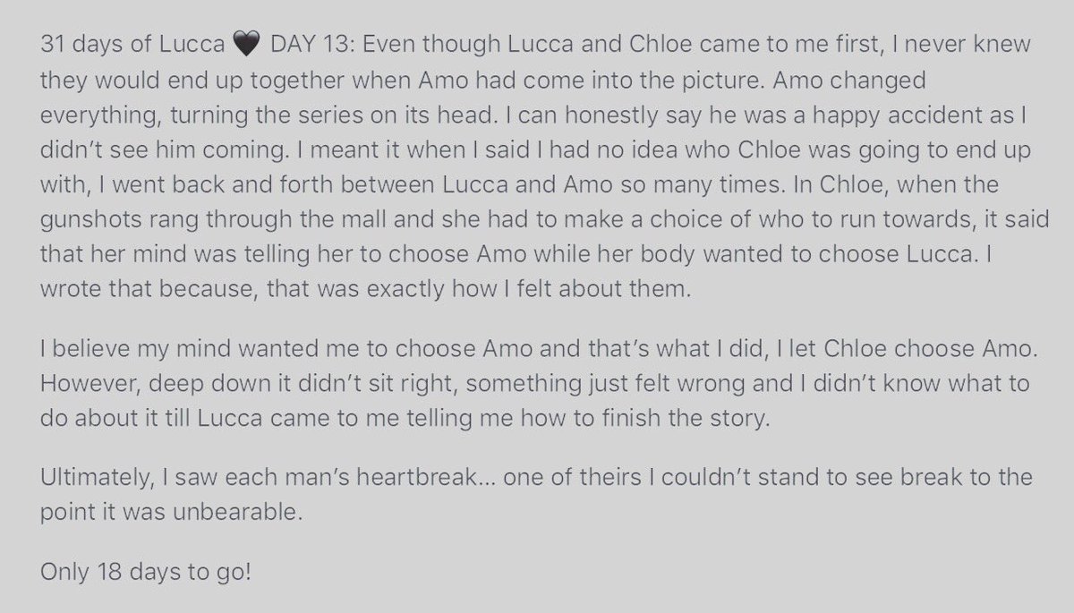 AuthorSarahBri's tweet photo. #31daysofLucca π€ DAY 13: π #only18daystogo https://t.co/6h6xIwQezl