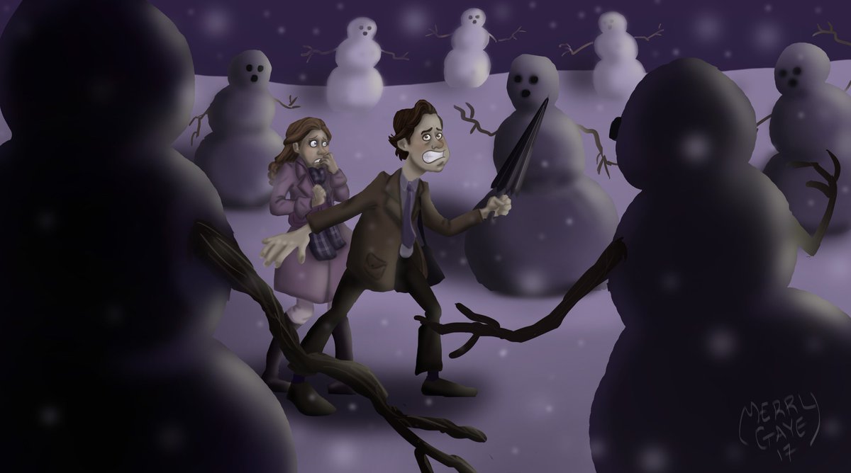 MerryGKD's tweet photo. As promised, here's the full illustration of Jim v Snowmen. See more of my work on instagram @MerryGayeArt #illustration #theoffice #artist https://t.co/F8DRLHGYKQ