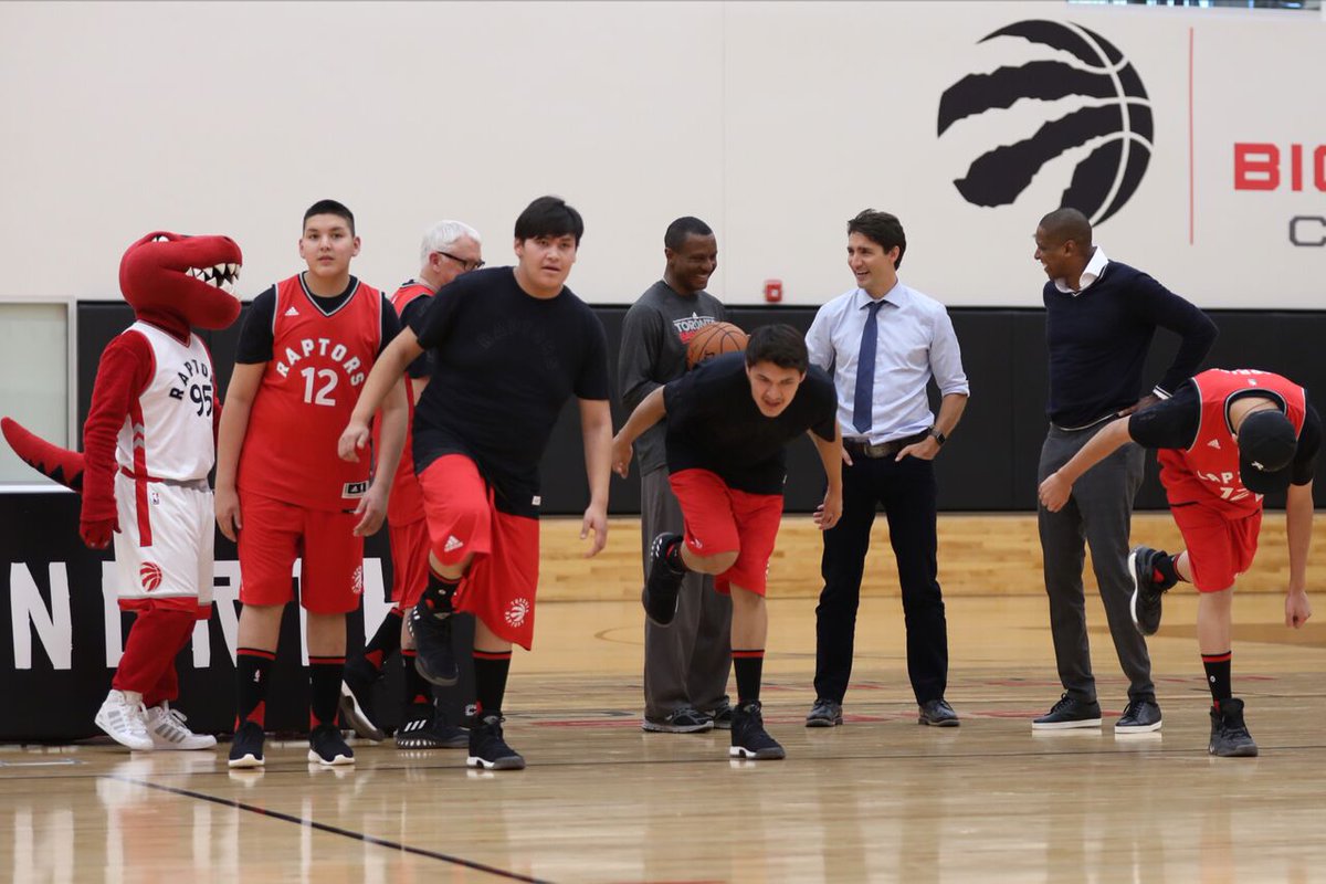 Raptors's tweet photo. Had a great time today w/ @JustinTrudeau &amp; the students of La Loche, SK. Enjoy the game guys! #LaLocheDreamsBig #WeTheNorth https://t.co/o7M16noNuM