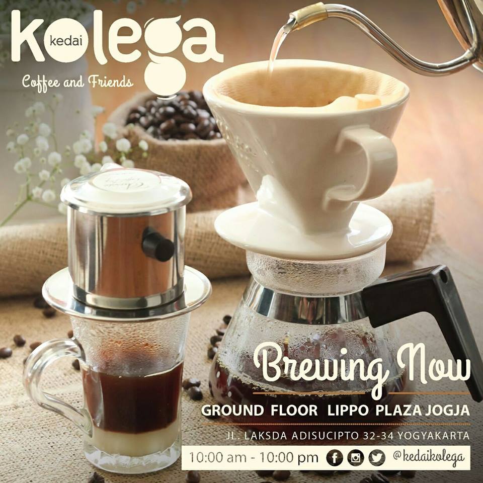Selamat pagi , hari ini <a href="/kedaikolega/">kedai KOLEGA</a> buka perdana di <a href="/LippoPlazaJogja/">Lippo Plaza Jogja</a> . Mari menikmati weekend di Kedai Kolega