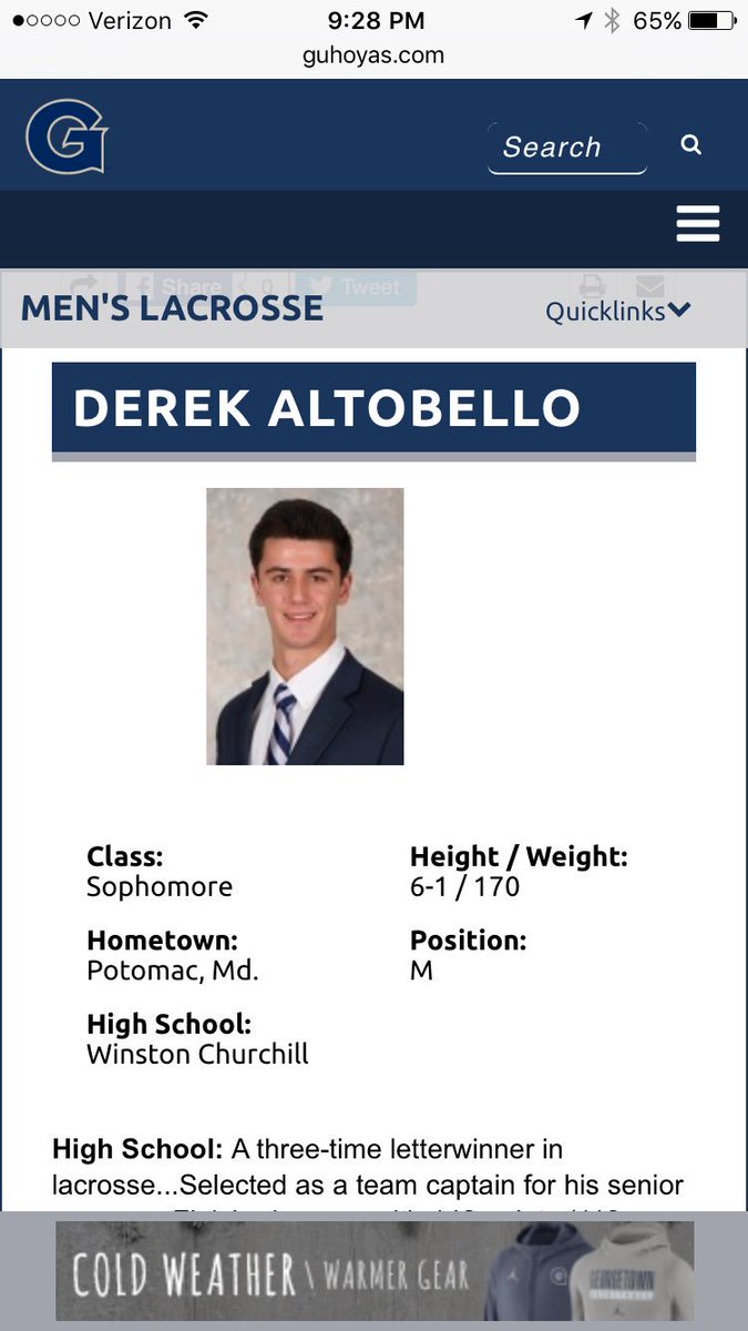 ChurchillLax's tweet photo. Best of luck @HoyasMLacrosse and @AltobelloDerek5 this season! #ShootOverhand #ShootAngry https://t.co/6ypKAH910S