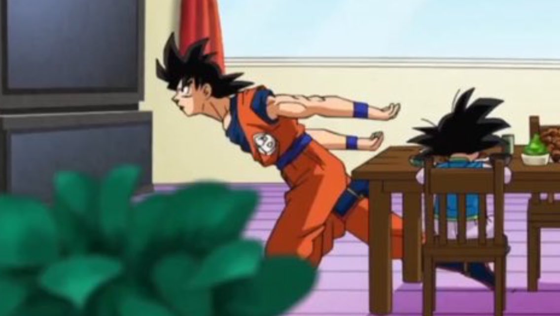 Chichi: Goku, stop Naruto-running in the house!
Goku: I will be Hokage! Dattebayo!