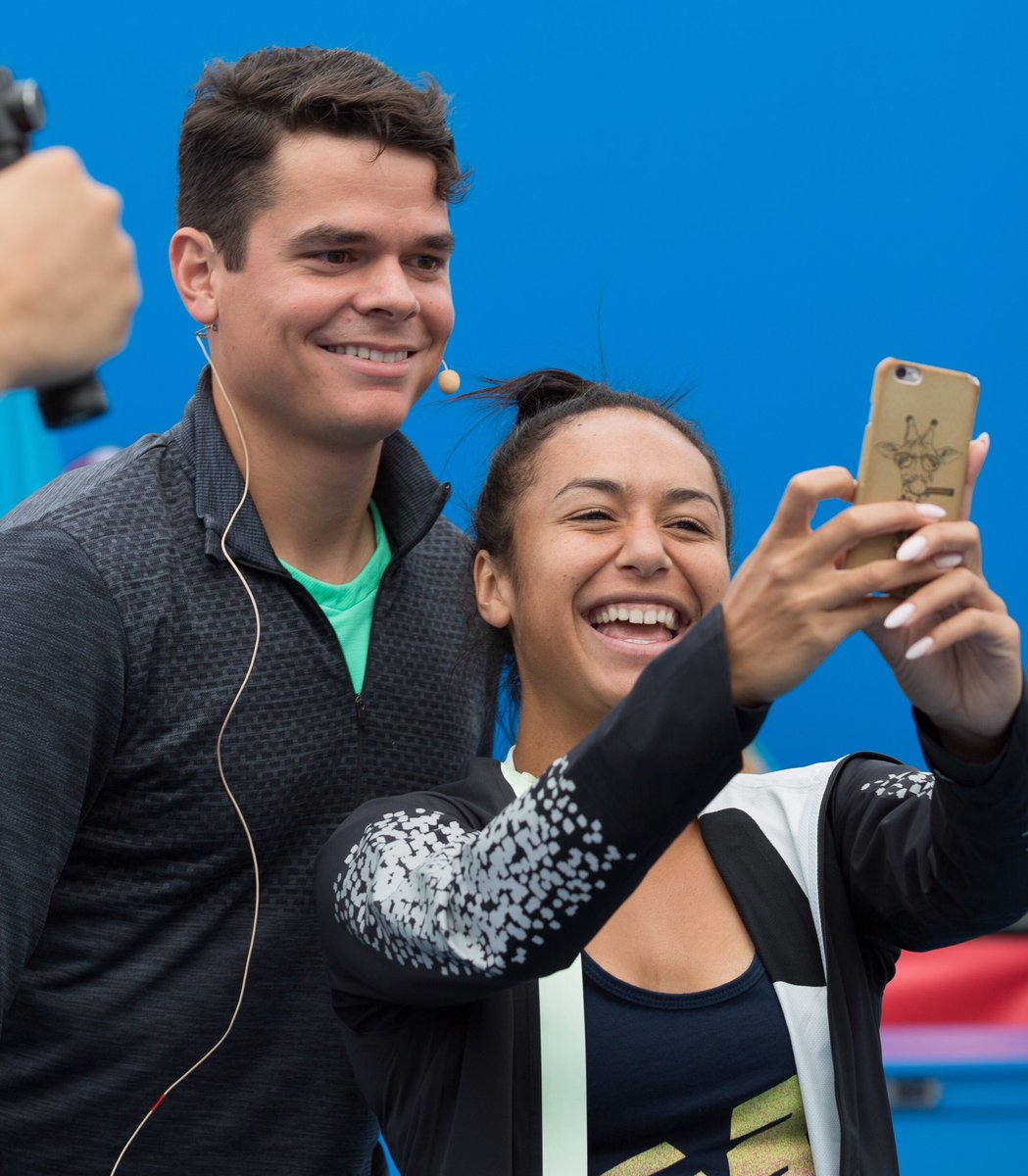 NBTennis's tweet photo. Incredible turnout at #KidsTennisDay at the #AusOpen. @milosraonic, @HeatherWatson92 &amp; others showed up to hit with the future of the game. https://t.co/y6aypbZXgx