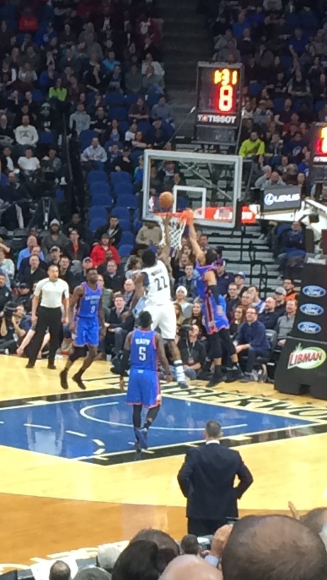 hottakesbysarah's tweet photo. Man of the night here at the @MN_Timberwolves game! Straight 🔥 @22wiggins   #PowerOfThePack https://t.co/Q36UJp0RhH