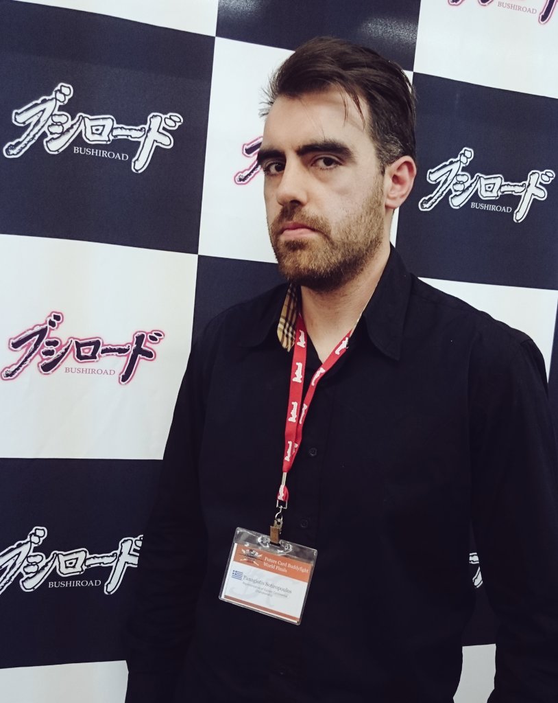 BushiroadGlobal's tweet photo. Panos Sotiropoulos from Greece is the first finalist of #bwc2016 Future Card Buddyfight World tournament. https://t.co/hQT2oOxSgN