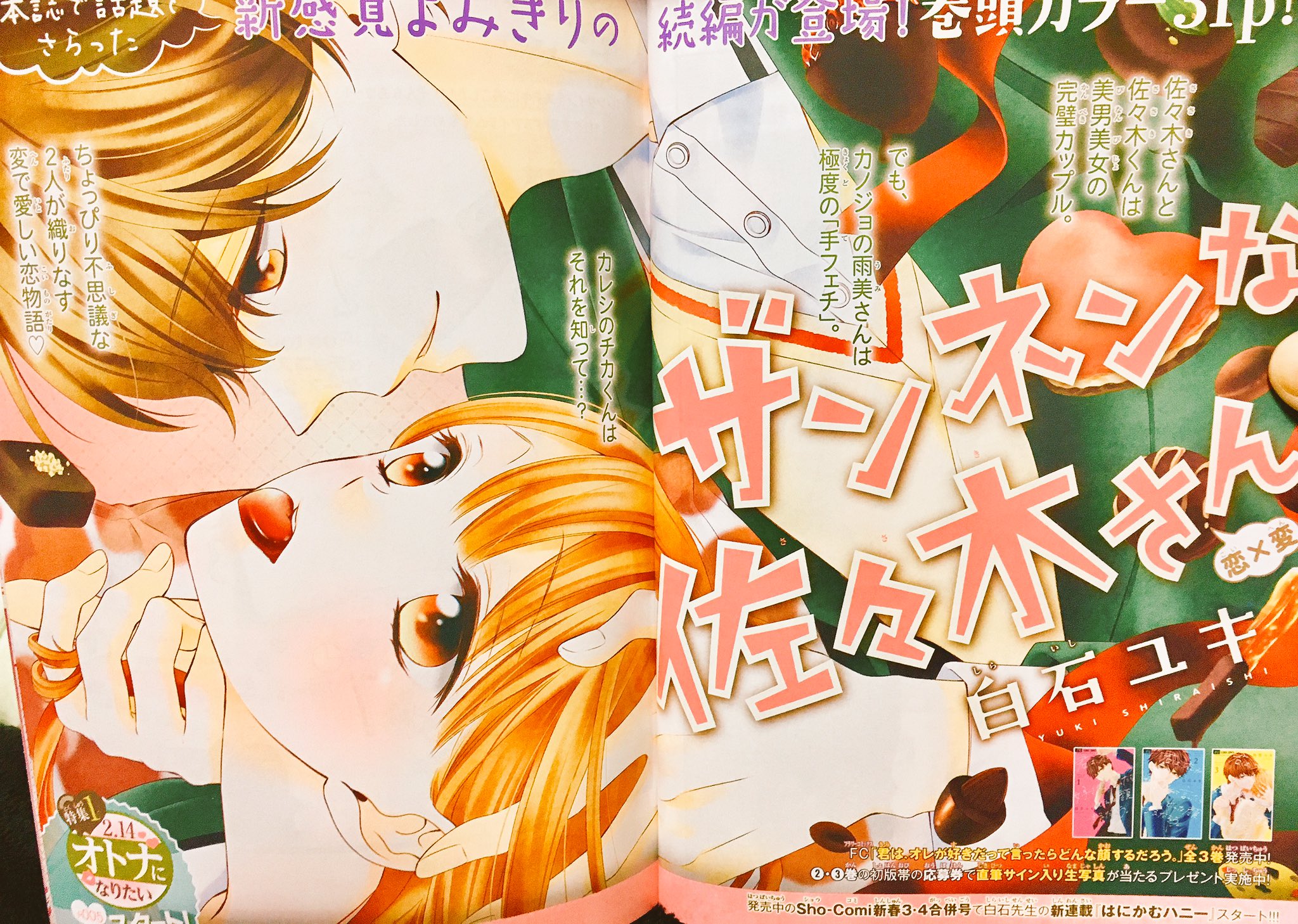 白石ユキ 本日はsho Comi増刊の発売日 ザンネンな佐々木さん バレンタイン編を掲載させてもらってます 続編を描くことになると思わずバタバタ進行でしたが おかしなカップルのやりとりを楽しんでいただけたらうれしいです よろしくおねがいします O