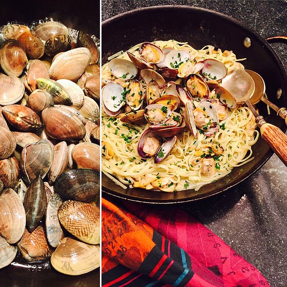 Enjoy juicy Little Neck Clams from your markets now... Linguine con Vongole. Visit theslolane.com for the recipe.