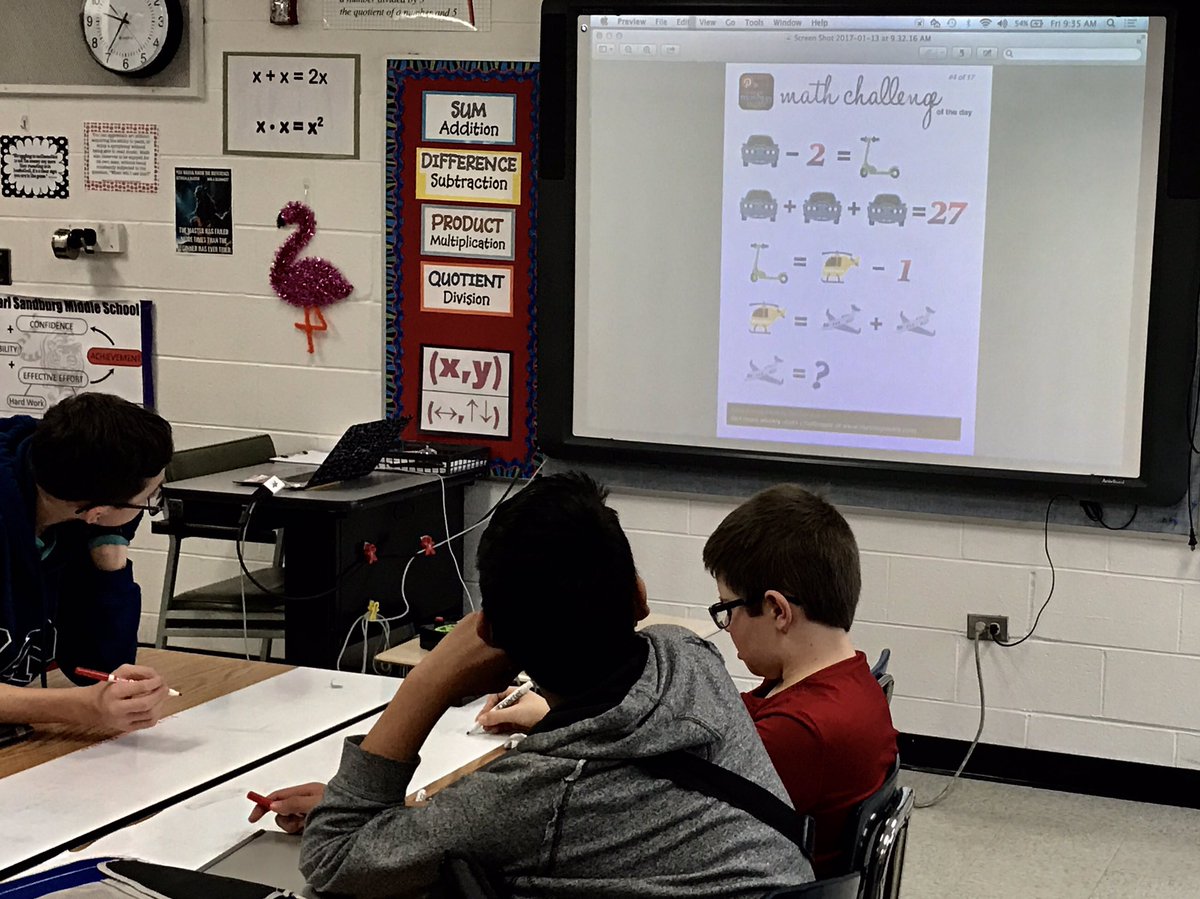 MrsWallace202's tweet photo. My kiddos celebrate when they walk in and find a math challenge on the board from @mashupmath #csmstigers https://t.co/m0N0zI8Knk