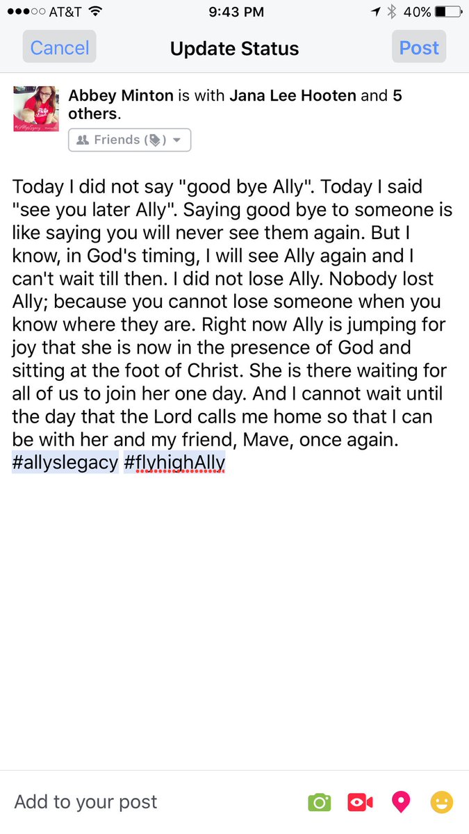 angeline_minton's tweet photo. #allyslegacy #flyhighAlly https://t.co/HhhxFMcKM5