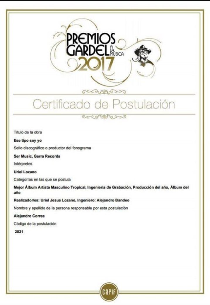 LucerooJulii's tweet photo. Wow Felicidad Enorme.. Nuevamente en #Los_Premios_Gardel.. @UlChino @PremiosGardelOK https://t.co/3rKCmMZwz1