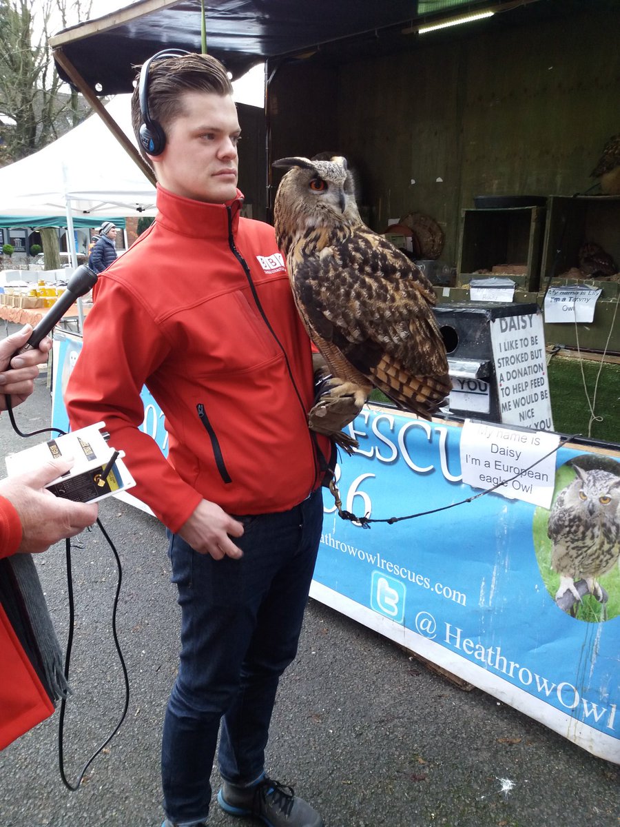 Three counties radio treasure hunt found us and had a chat with daisy the  European eagle owl #food #foodie #owl #markets