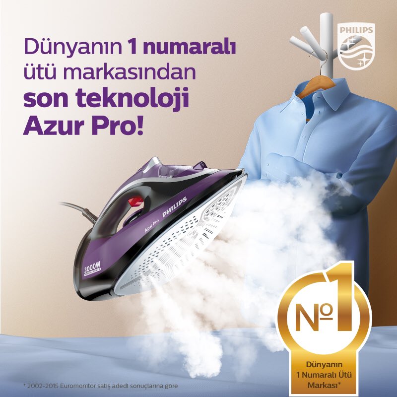 PhilipsTurkiye's tweet photo. Güçlü performansıyla kırışıkların düşmanı olan yeni Philips Azur Pro evinizin yıldızı olacak! #AzurPro https://t.co/VNQl7UMpYT