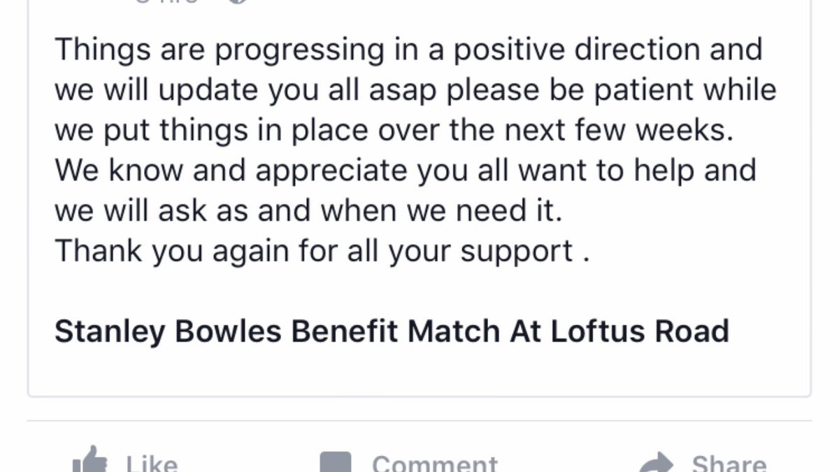 TheMaverickTeam's tweet photo. #QPR @QPRFC @stanbowles10 #StanBenefit update https://t.co/yyotnADeIL