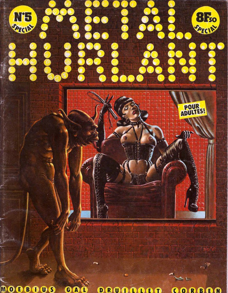 polygraphych's tweet image. 1/3 Обложки разных лет крутейшего французского журнала комиксов #MetalHurlant 

#comics #bandedessinee #BD #комиксы