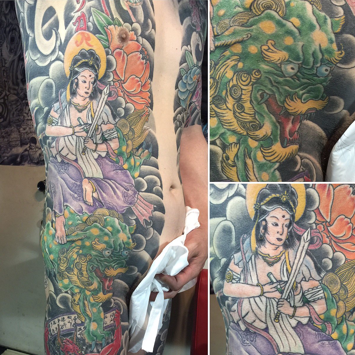 2face Tattoo Studio Sur Twitter 以前仕上げた騎獅子観音の胸割り 刺青 和彫り Rtお願いします フォローよろしくお願いします タトゥー Tattoo Japanestattoo Rt Followme 千葉 聖針 2facetattoo