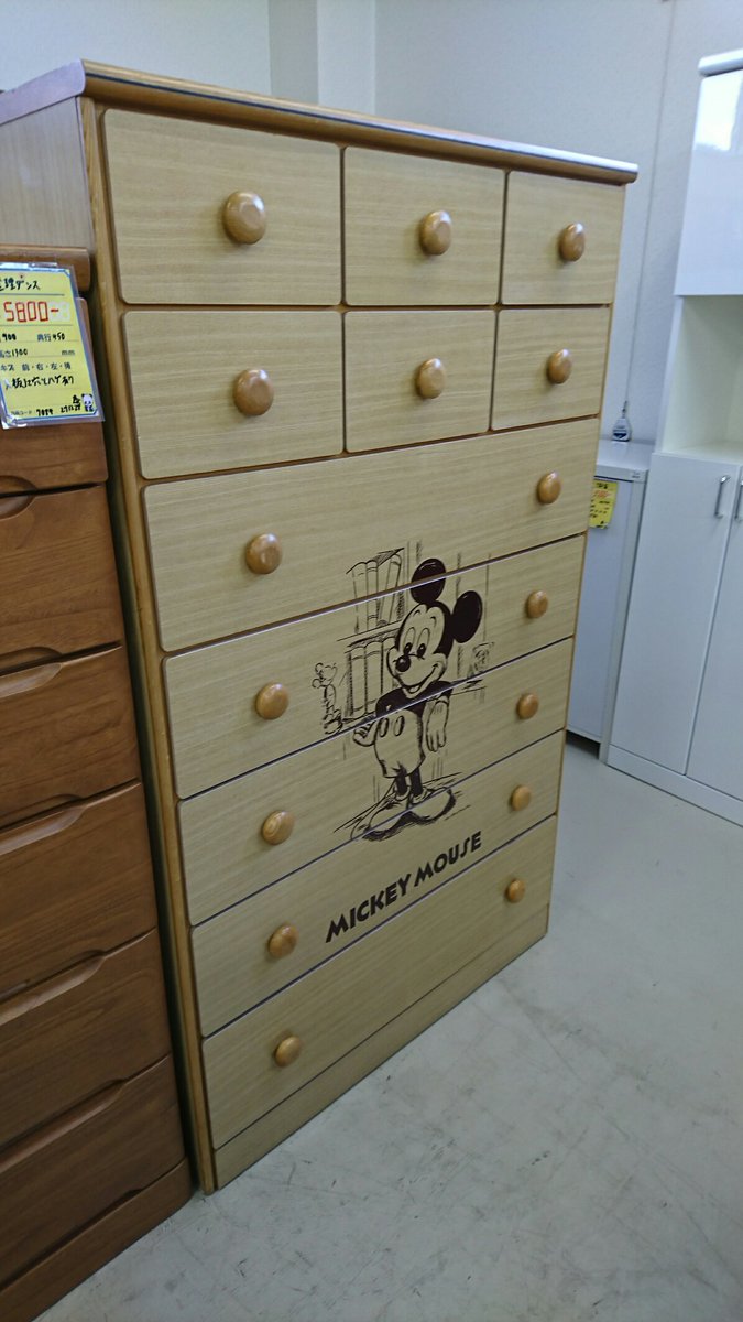 サカイ引越センターリサイクル吹田店 整理タンス 900 455 1500 左側面に少し傷有り ミッキーの柄入り 8000円 新商品 整理たんす 家具 中古 リサイクル サカイ 吹田