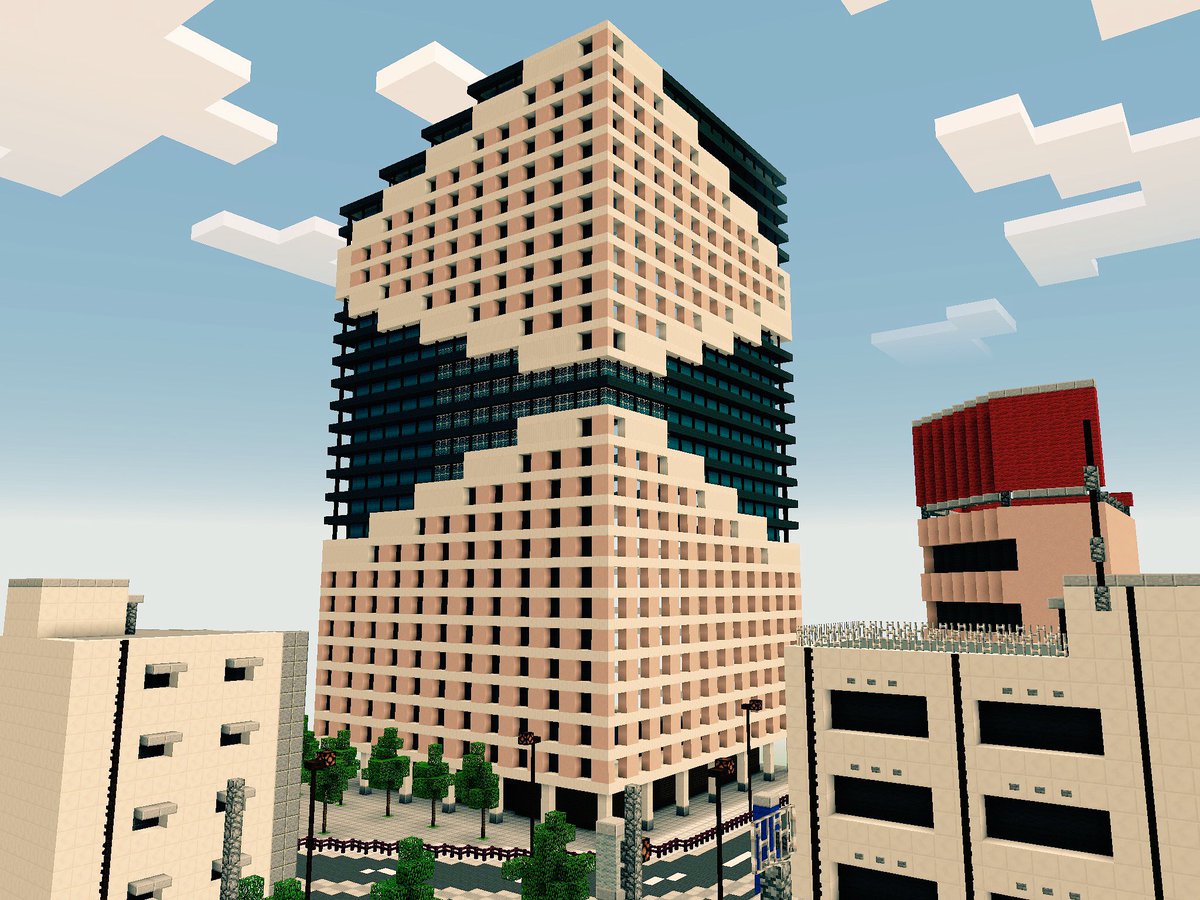 とーたつ Minecraft En Twitter 今年1発目の高層ビル 堂々竣工致しました モデルはアニメ アイドルマスターシンデレラガールズ に登場する 346プロダクション のビルです