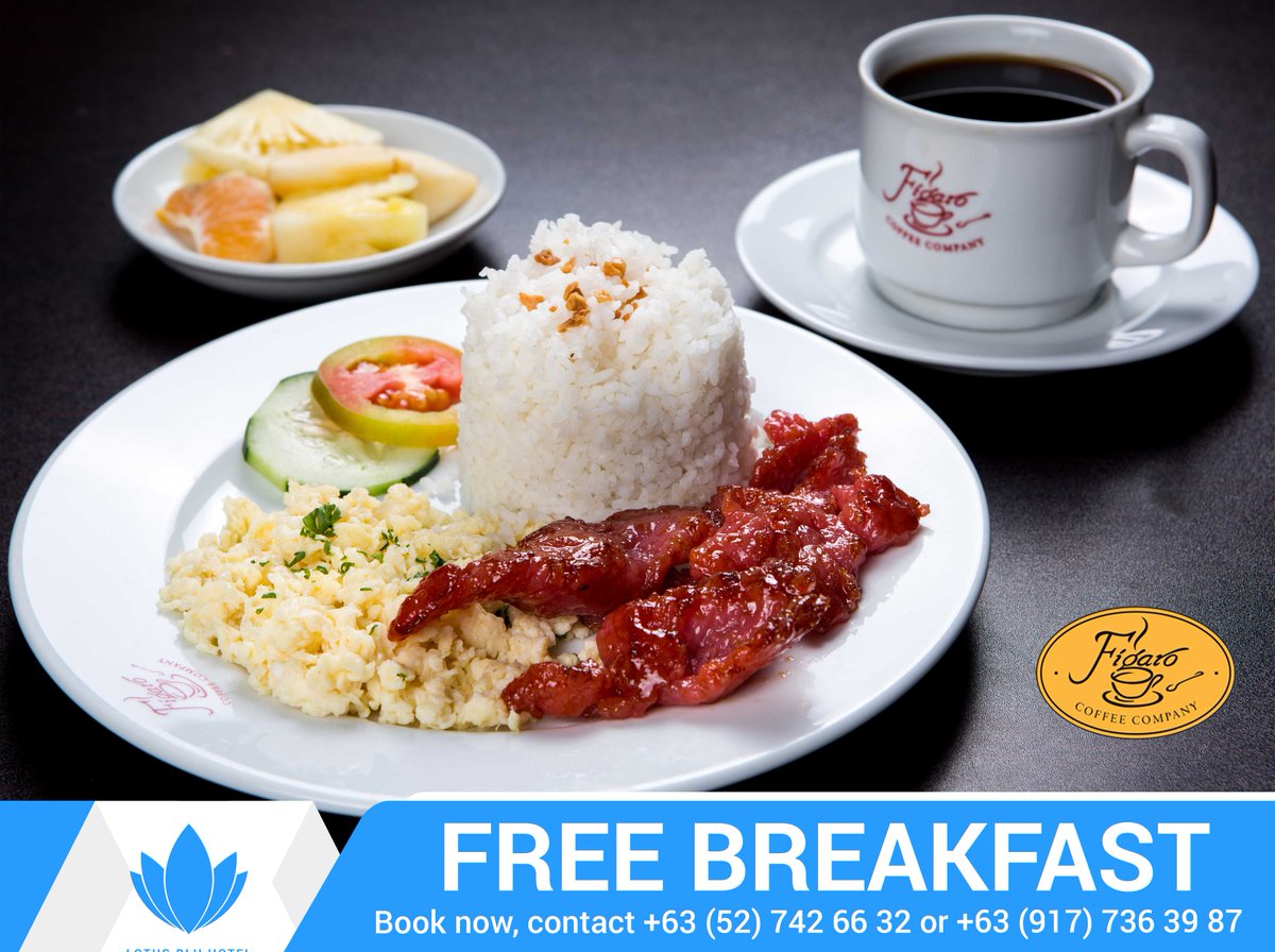 lotusbluhotel's tweet photo. Delight yourself with a sumptuous plated breakfast compliments of LOTUS BLU Hotel and served hot by Figaro Coffee Company. #LOTUSBLUHotel https://t.co/wKlv0iGpku