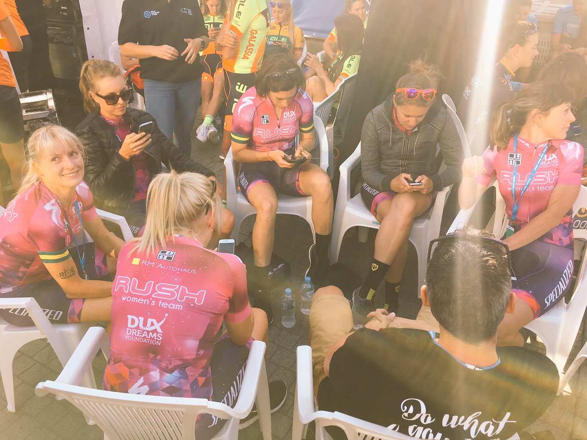 Waiting for team presentation at the Tour Village at the TDU 💖