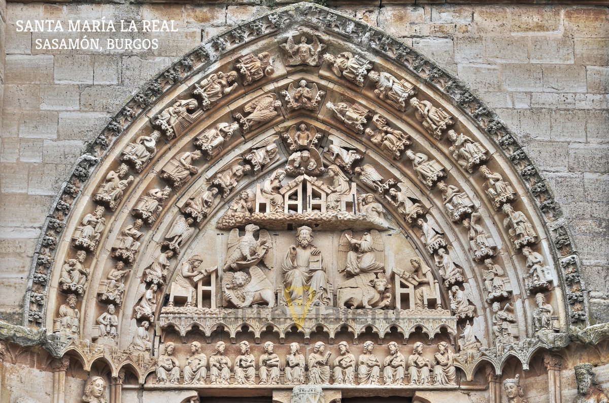 arteviajero_com's tweet photo. Sta María la Real de #Sasamón 
luce una magnífica portada gótica, prácticamente idéntica a la Puerta del Sarmental de la Catedral de #Burgos https://t.co/j9szdficgq
