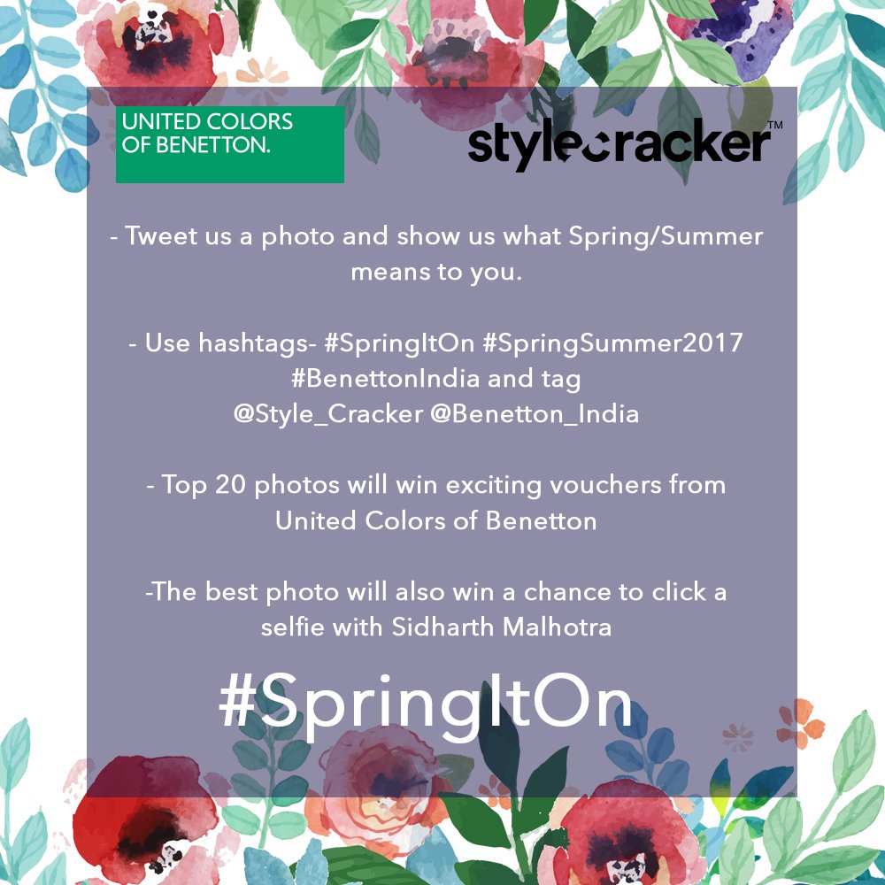 Style_Cracker's tweet photo. StyleCracker and @benetton_india give you a chance to click a selfie with Sidharth Malhotra! Feeling lucky today? Here's what to do: https://t.co/qQk0oWoPC5