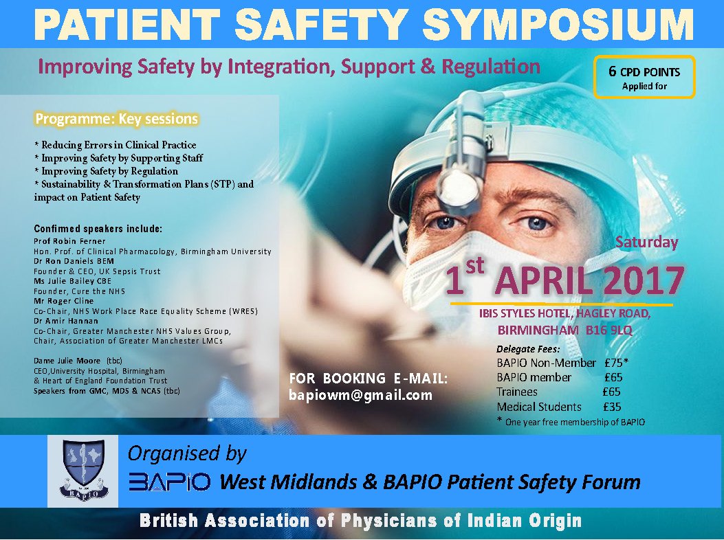 BAPIOUK's tweet photo. Online registration for Patient Safety Symposium is now open https://t.co/N0G25sFmNc @HemadriTweets @curetheNHS @amirhannan @aneezesmail https://t.co/5WgccPbDSS