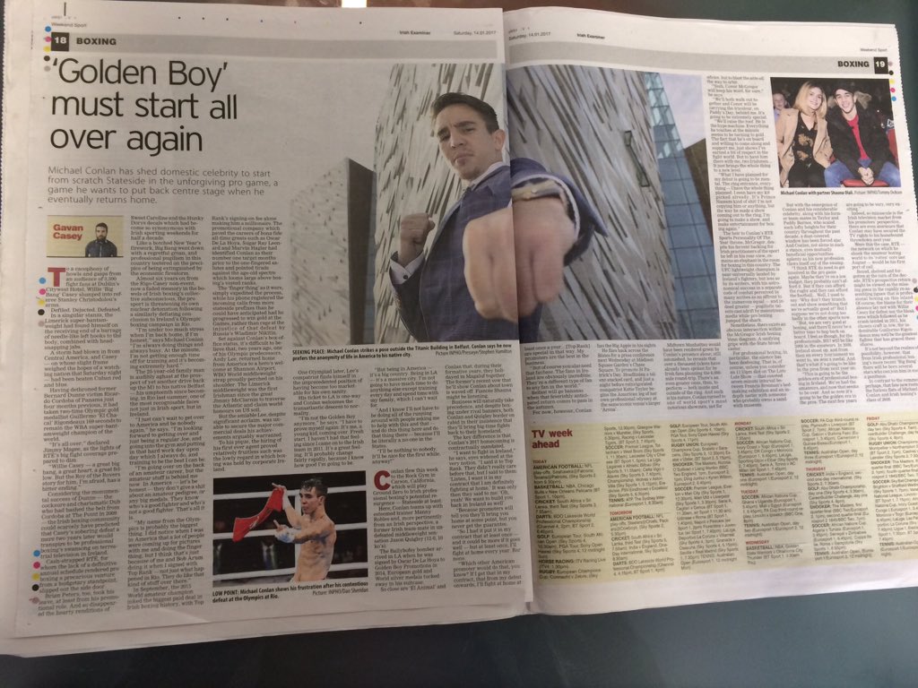 GavanCasey's tweet photo. Made my Irish Examiner debut today. @mickconlan11 on Irish pro boxing's big bang, NYC, McGregor &amp; ringwalks, and potential fights on RTÉ. https://t.co/ub5kuVEyrA