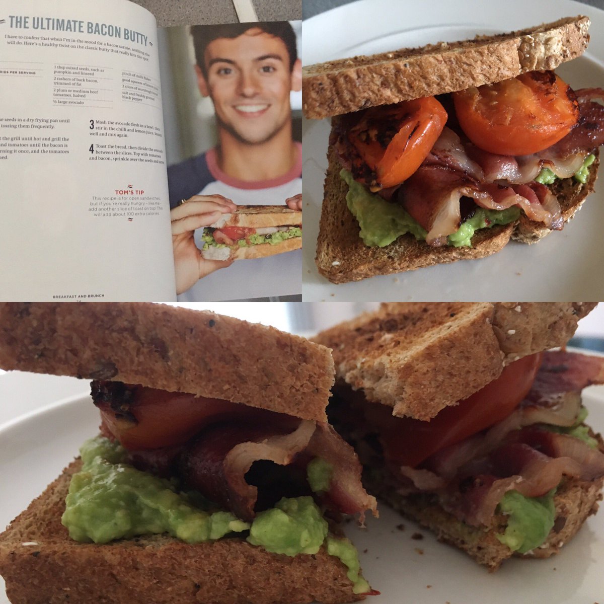 Sarah_Goodey's tweet photo. Morning Tom's Ultimate bacon butty. The only way to start the weekend! Delicious! @HQstories @TomDaley1994 #healthybacon #tomsdailyplan https://t.co/J7QZeL3tYI